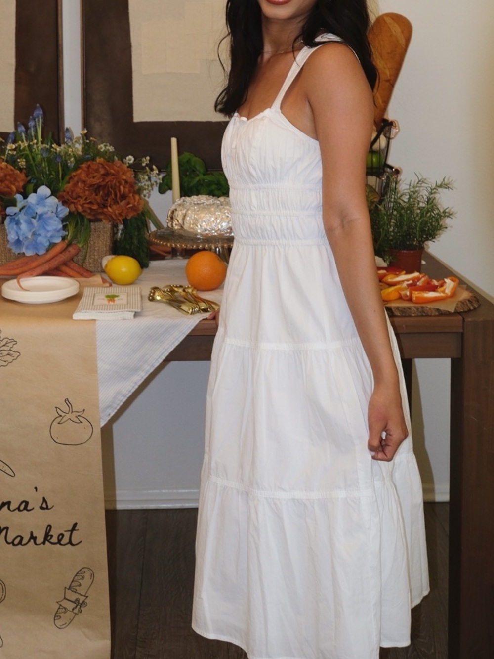 Aritzia White Cotton Midi Sundress